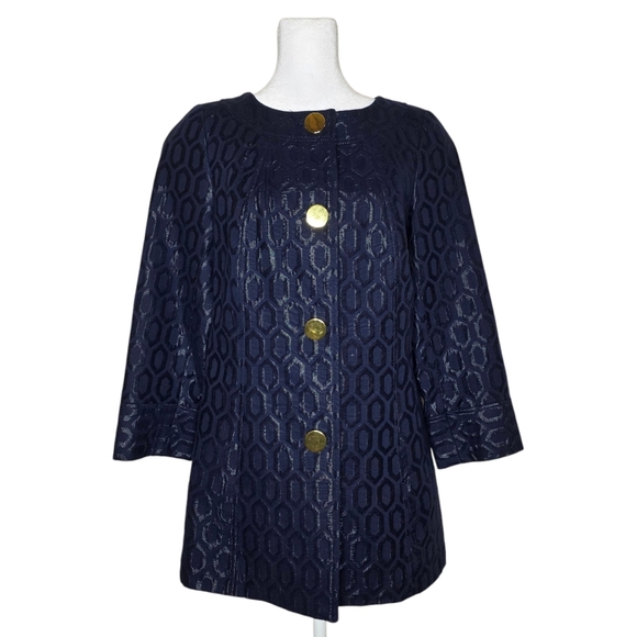 Merona Collection Womens Navy Blue Coat With Gold Buttons Size Small - Picture 1 of 6